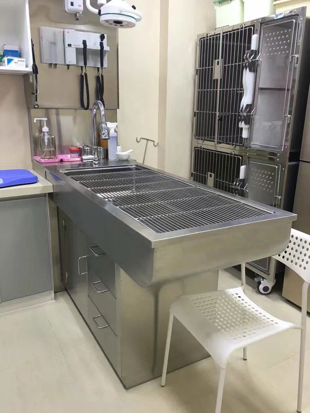 Stainless Steel Pet Vet Examination Disposal Table Dog Cat Treatment Grooming Table
