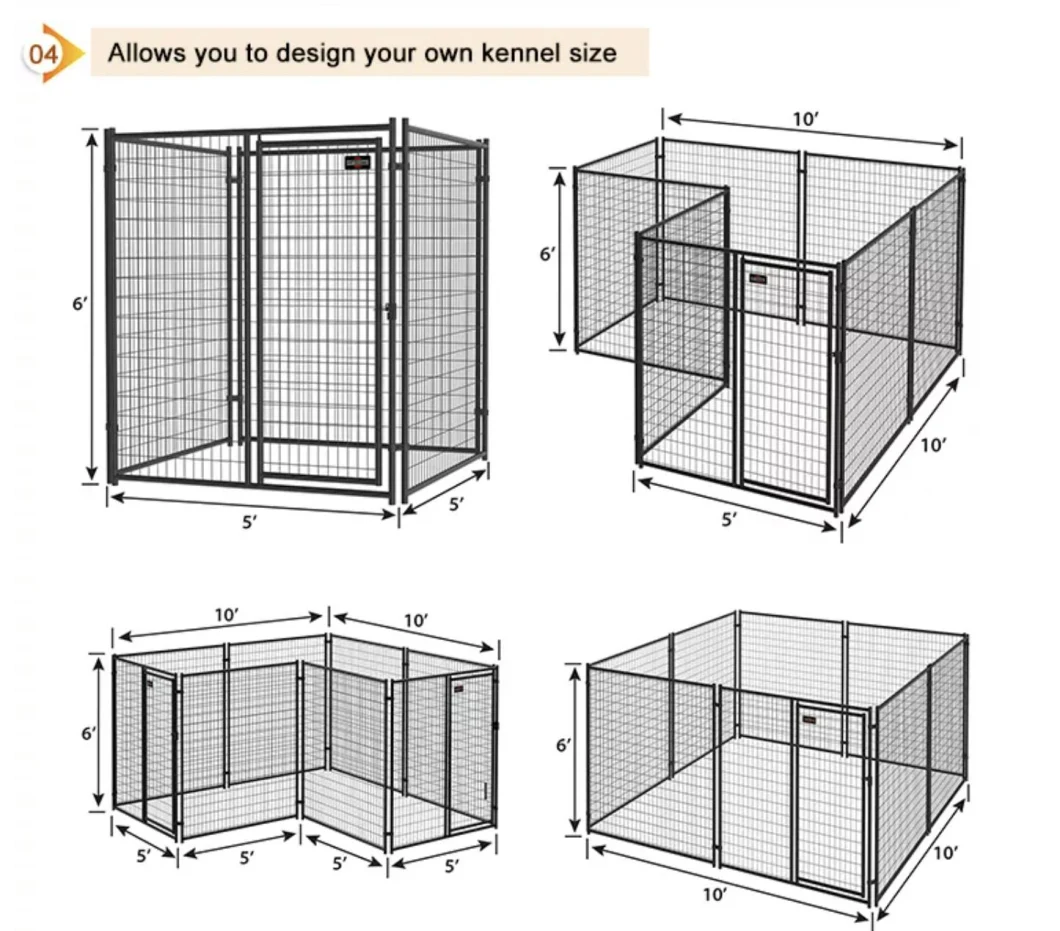 Heavy Duty Modular 10FT*5FT*6FT Outside Welded Wire Metal Mesh Extra Large Outdoor House Crate Pet Cage Dog Kennel