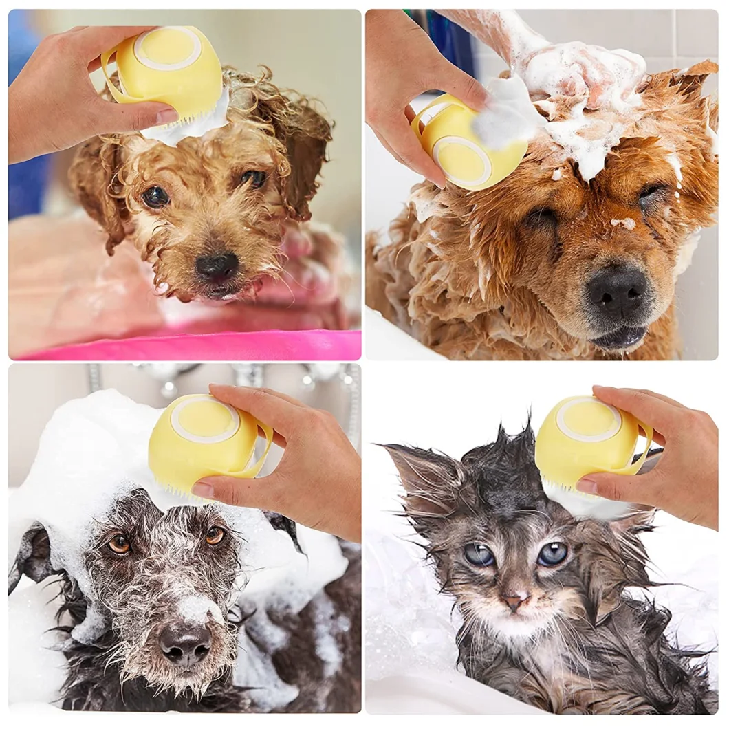 Pet Bath Brush Shampoo Massage Brush Soft Silicone SPA Hair Pets Cats Shower Tool, Grooming Removal Dogs Cleaning Comb