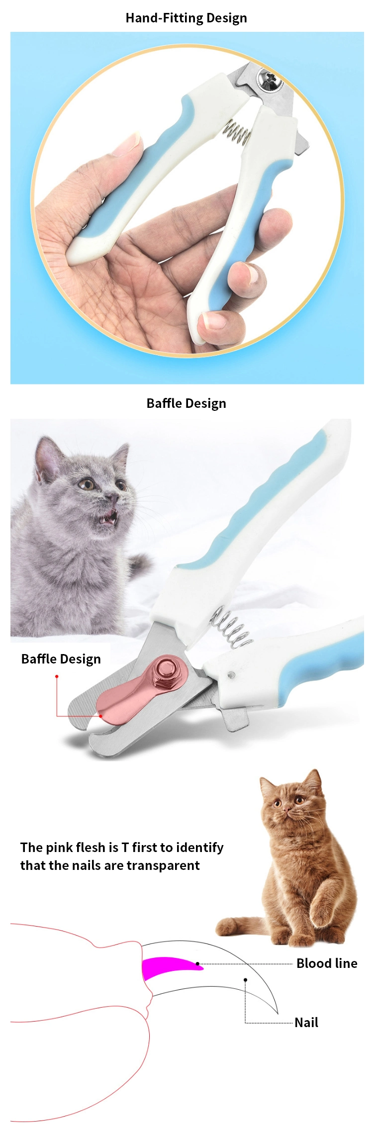 Stainless Steel Pet Nail Clipper Dog Cat Grooming Tool