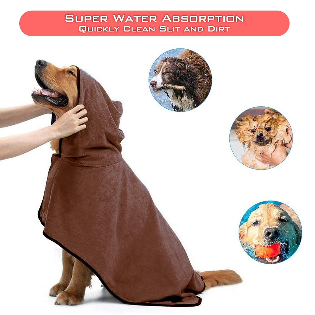 Mircofiber Absorbent Soft Grooming Quick-Dry Dog Cat Towel Bathrobe Pet Apparel