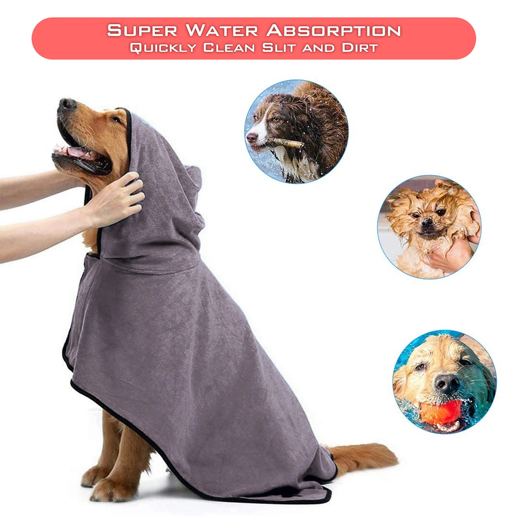 Super Absorbent Soft Towel Dog Cat Bathrobe Grooming Quick Drying Pet Clothes