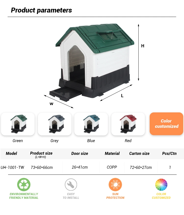 Hot Selling Modular Green Plastic Insulated Outside Dog Kennel with Window and Toilet